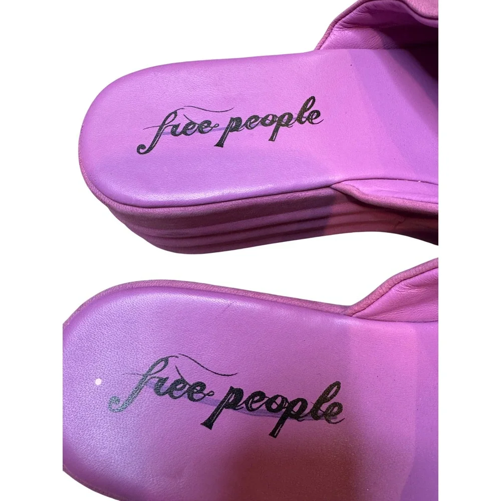 Free‎ People Pink Leather Platform Slide Sandals Women's Size 39.5